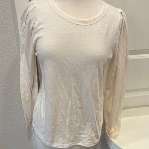 NWT LOFT Ivory Long Sleeve Top with Ruched Shoulders